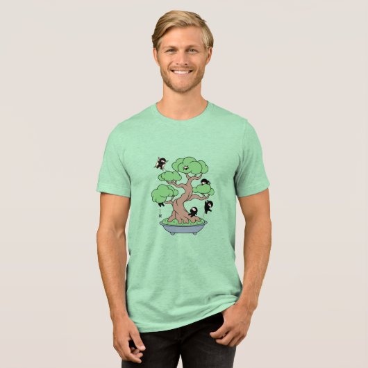 Tiny Ninjas in Bonsai Tree Tri-Blend Shirt (Vorderseite voll)