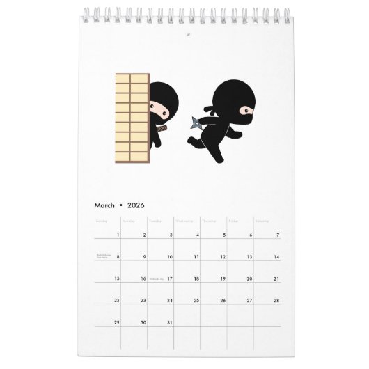 Tiny Ninjas Schlicht White Kalender (Mär 2026)