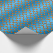 Tiny Orange Katzen auf blau Geschenkpapier (Ecke)