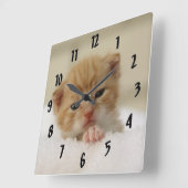 Tiny Orange Kitten Quadratische Wanduhr (Winkel)
