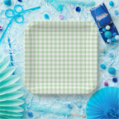 Tiny Pale Green and White Gingham Pappteller (Party)