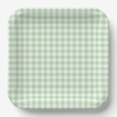 Tiny Pale Green and White Gingham Pappteller (Vorderseite)