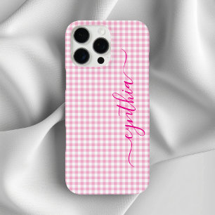 Tiny Pale Pink Gingham Signature iPhone 16 Pro Max Hülle