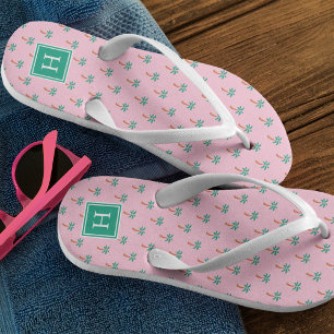 Tiny Palms Pink Monogram Badesandalen