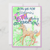 Tiny Palomino Unicorn (weiche pastellfarbene Blume Einladung (Vorderseite)