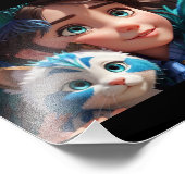 "Tiny Paws, Big Liebe: Girl mit ihrem Furry Friend Fotodruck (Ecke)