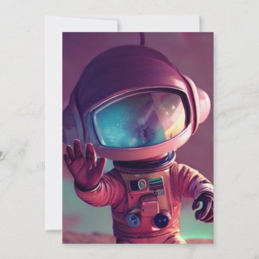 Tiny Pink Alien Feiertagskarte (Vorderseite)