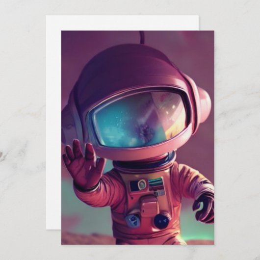 Tiny Pink Alien Feiertagskarte (Vorne/Hinten)