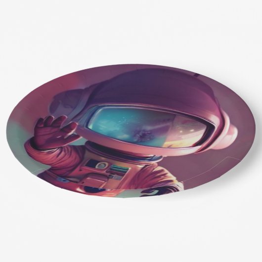 Tiny Pink Alien Pappteller (Schrägansicht)