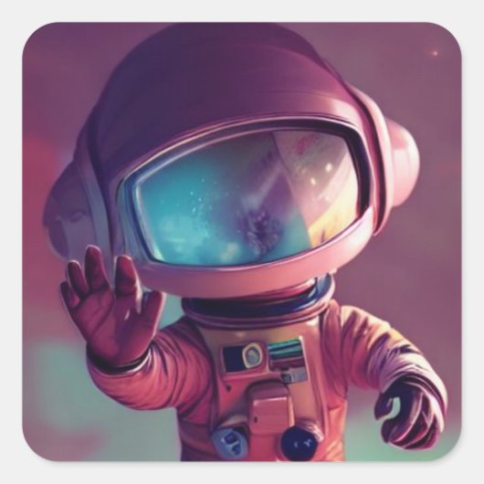 Tiny Pink Alien Quadratischer Aufkleber (Vorderseite)