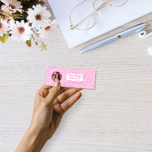 Tiny Pink and White Hearts Liebe Coupons mit Foto Mini Visitenkarte