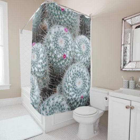 Tiny Pink Blume Cactus Pflanze Duschvorhang (Beispiel)