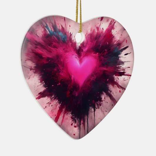 Tiny Pink Heart Keramik Ornament (Rechts)