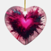 Tiny Pink Heart Keramik Ornament (Hinten)