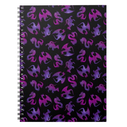 Tiny Pink und Lila Weltraumdrachen Notizblock (Vorderseite)