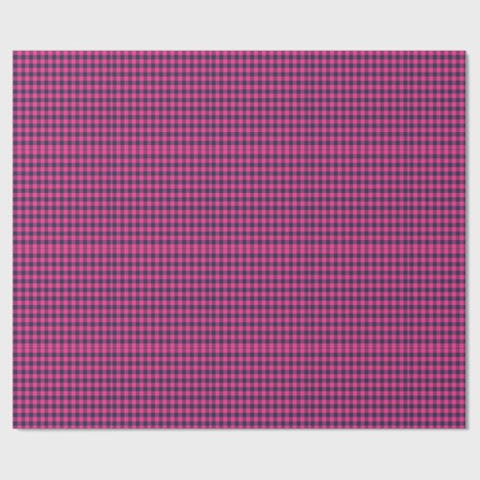 Tiny Pixel Check Plaid Pink and Dark Blue Geschenkpapier (Flach)