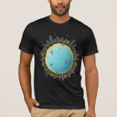 Tiny Planet City Beach - Surreal Urban Globe Art T-Shirt (Vorderseite)