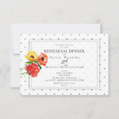 Tiny Polka Dots kühne rote und gelbe Blumen Einladung (Vorderseite)