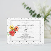 Tiny Polka Dots kühne rote und gelbe Blumen Einladung (Stehend Vorderseite)