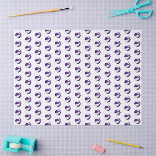 tiny purple white basketballs pattern seidenpapier (Basteln)