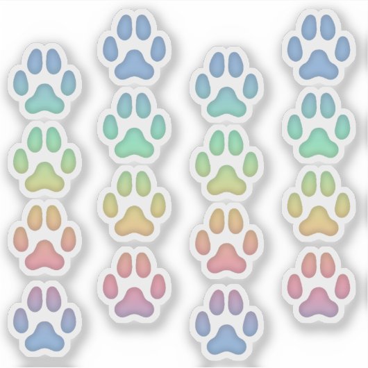 Tiny Rainbow Dog Pawprints Animal Tracks Decals Aufkleber (Vorderseite)