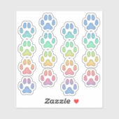 Tiny Rainbow Dog Pawprints Animal Tracks Decals Aufkleber (Blatt)