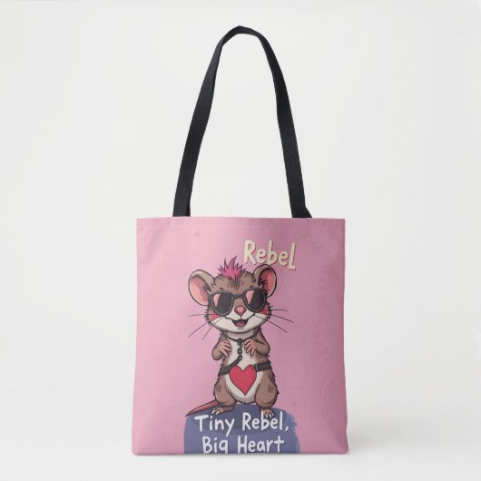 Tiny Rebel Big Heart – Cute Punk Mouse Tasche (Vorderseite)