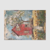 TINY RED COUNTRY HOUSE MIXED MEDIA DECOUPAGE SEIDENPAPIER (Vorderseite)