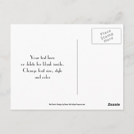 Tiny Red Hearts Vielen Dank Postcard Postkarte (Rückseite)