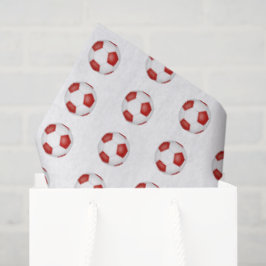 tiny red white soccer balls pattern seidenpapier