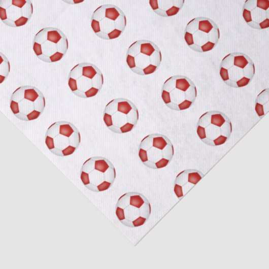 tiny red white soccer balls pattern seidenpapier (Detail)