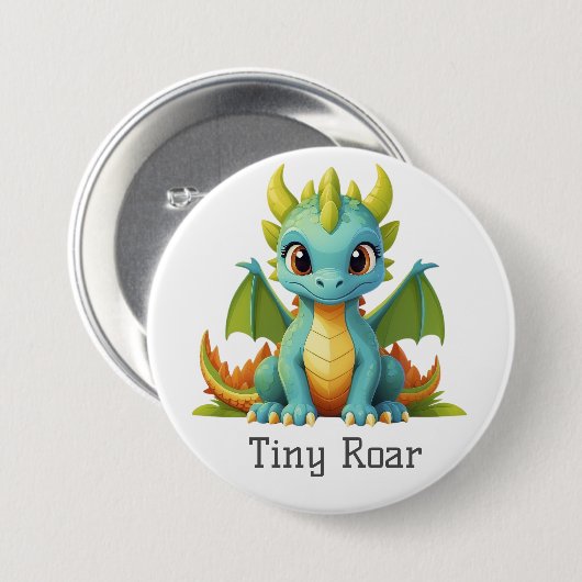 Tiny Roar Fantasy Dragon Baby Button (Vorne & Hinten)