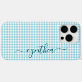 Tiny Robin Egg Blue Gingham Signature Case-Mate iPhone Hülle (Rückseite (Horizontal))