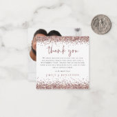 TINY| Rose Gold Glitzer Foto Verlobung Vielen Dank Mitteilungskarte (Vorderseite/Rückseite Beispiel)