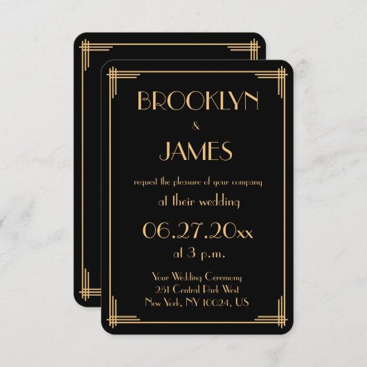 Tiny Round Gatsby Art Deco Einladungen für Hochzei (Vorne/Hinten)