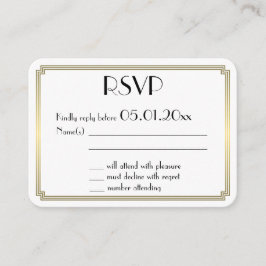 Tiny Round Gatsby Art Deco Gold Wedding RSVP Begleitkarte