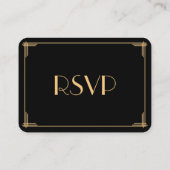 Tiny Round Great Gatsby Art Deco Wedding RSVP Begleitkarte (Rückseite)