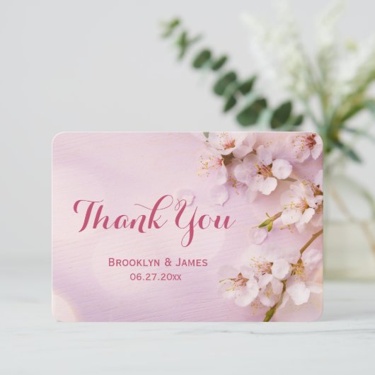 Tiny Round Pink Cherry Blossom Vielen Dank Karten (Stehend Vorderseite)