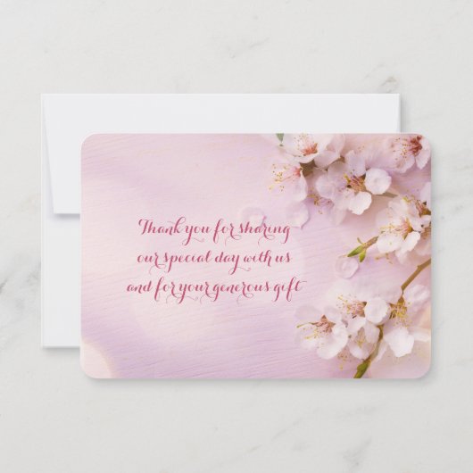 Tiny Round Pink Cherry Blossom Vielen Dank Karten (Rückseite)
