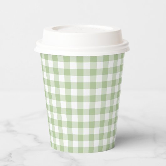 Tiny Sage and White Gingham Pappbecher (Links)
