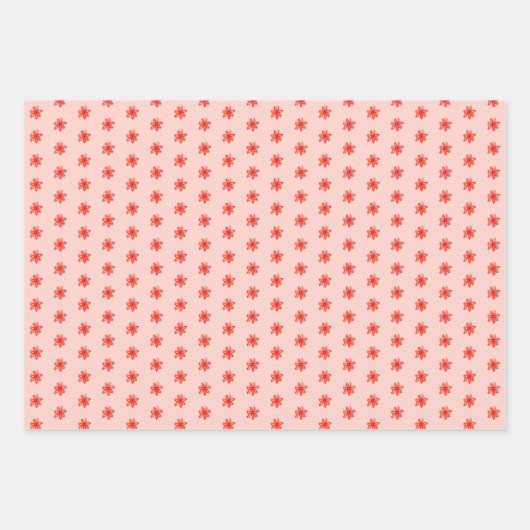 Tiny Scribbled Daisies Rustic Whimsical Red Pink Geschenkpapier Set (Vorderseite 3)