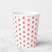 Tiny Scribbled Daisies Rustic Whimsical Red White Pappbecher (Rückseite)