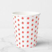 Tiny Scribbled Daisies Rustic Whimsical Red White Pappbecher (Rechts)