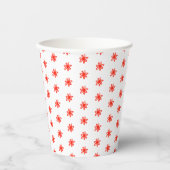 Tiny Scribbled Daisies Rustic Whimsical Red White Pappbecher (Vorderseite)