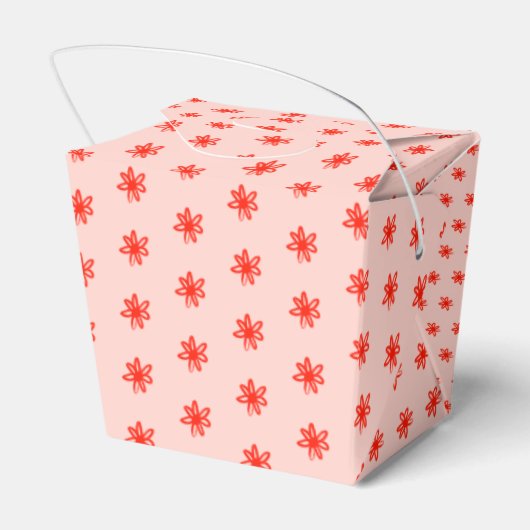 Tiny Scribbled Daisies Rustic Whimsical Rosa Red Geschenkschachtel (Rückseite)