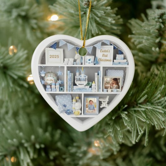 Tiny Shelves Personalized Baby Boy First Christmas Keramik Ornament (Baum)