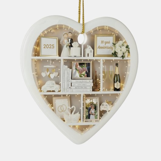 Tiny Shelves Personalized Wedding Anniversary Keramik Ornament (Rechts)