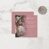 TINY Size | Dusty Rose Foto Hochzeit Vielen Dank Mitteilungskarte (Vorderseite/Rückseite Beispiel)