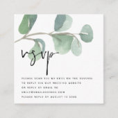 TINY SIZE Eucalyptus QR Code Script Wedding RSVP Begleitkarte (Vorderseite)