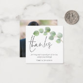 TINY SIZEEucalyptus Script Foto Wedding Danke Mitteilungskarte (Vorderseite/Rückseite Beispiel)